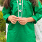 Girls' Green Independence Day Dress – Traditional Style with Dupatta