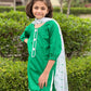 Girls' Green Independence Day Dress – Traditional Style with Dupatta