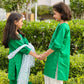 Girls' Green Independence Day Dress – Traditional Style with Dupatta